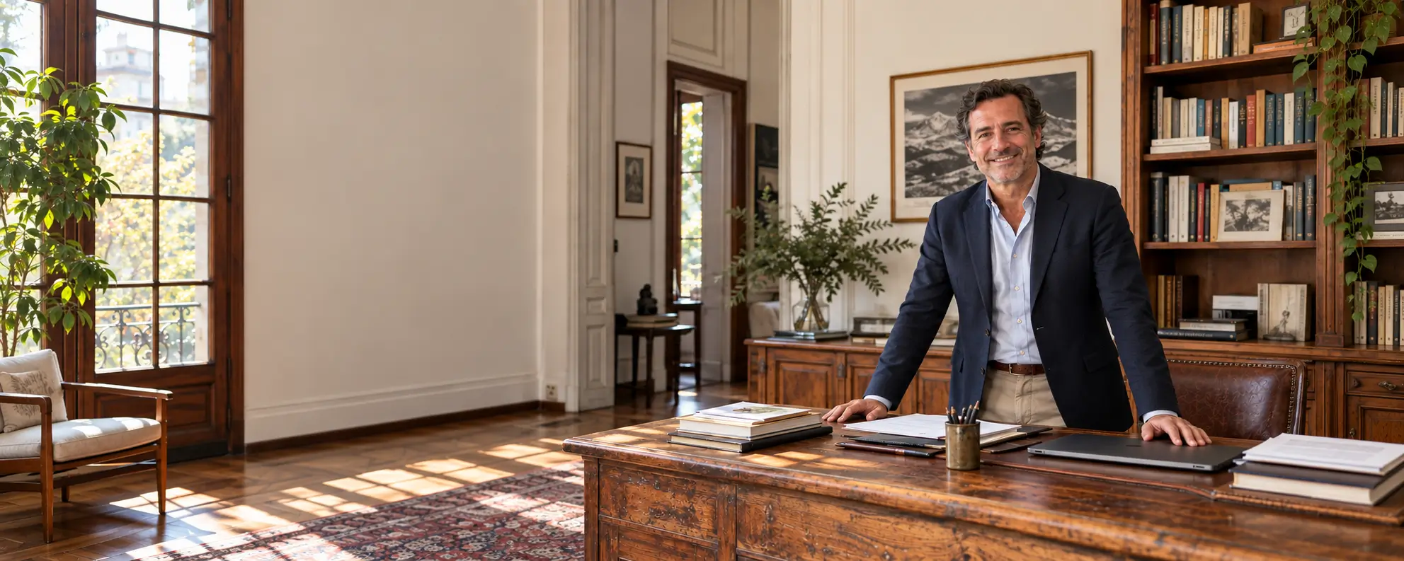 Illustrative scene of a professional in a daylight office